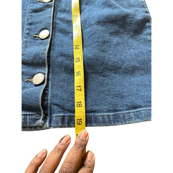 Maje Jaron Denim Button-Front Mini Skirt With Scalloped Waistband Front Pockets - Picture 5 of 11